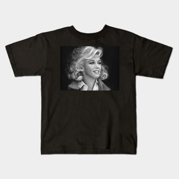 Marilyn bw Kids T-Shirt by Angie Braun